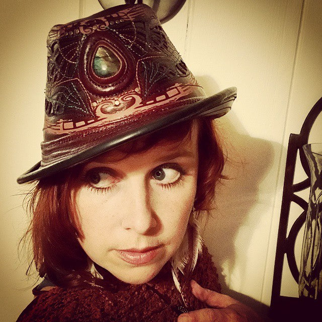 Black Sassafras Fedora | Gemstone Embedded I Made To Order - Astral Chrysalis Designs