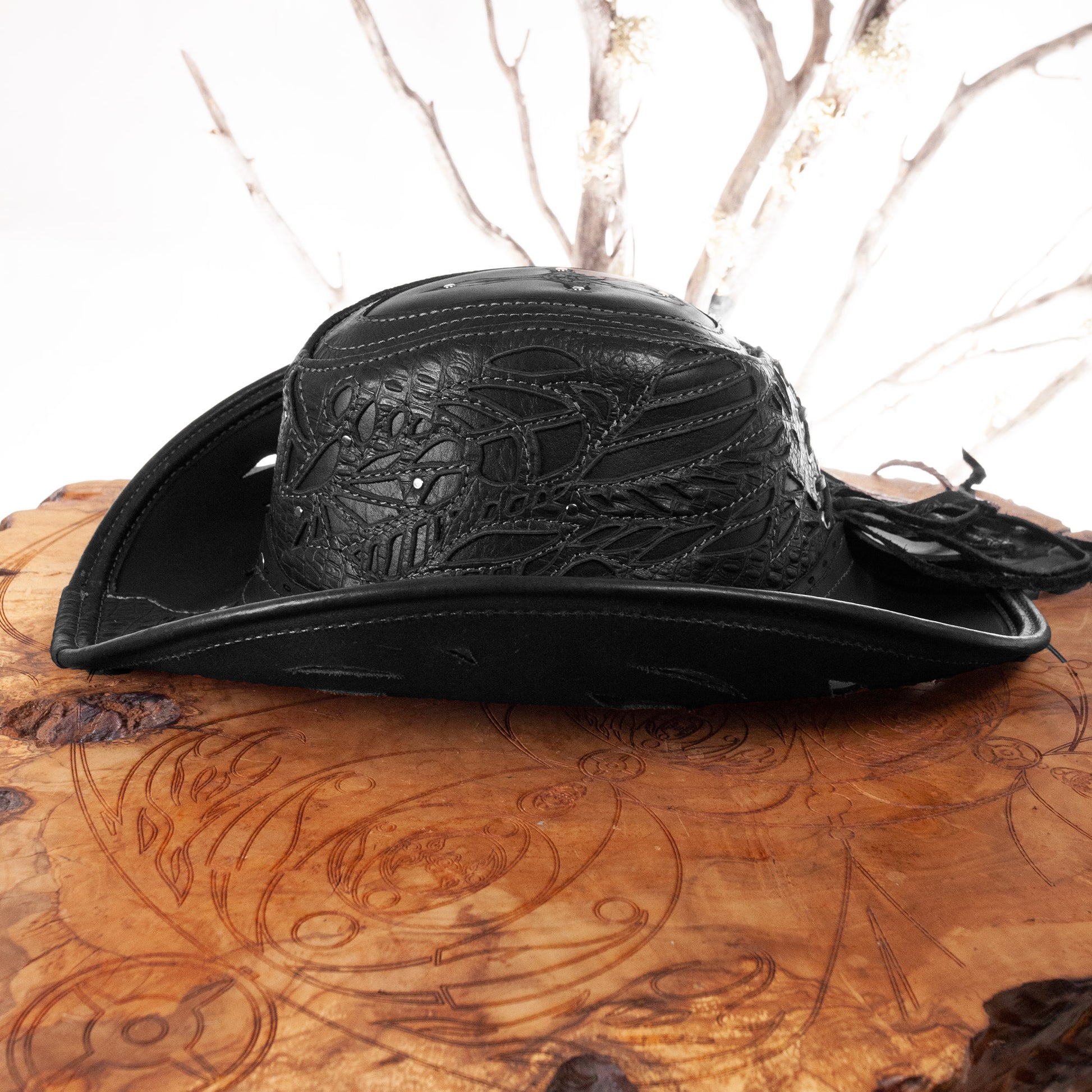 Windrider Leather Cowboy Pirate & Cowboy Hat | Black | Made To Order - Astral Chrysalis Designs