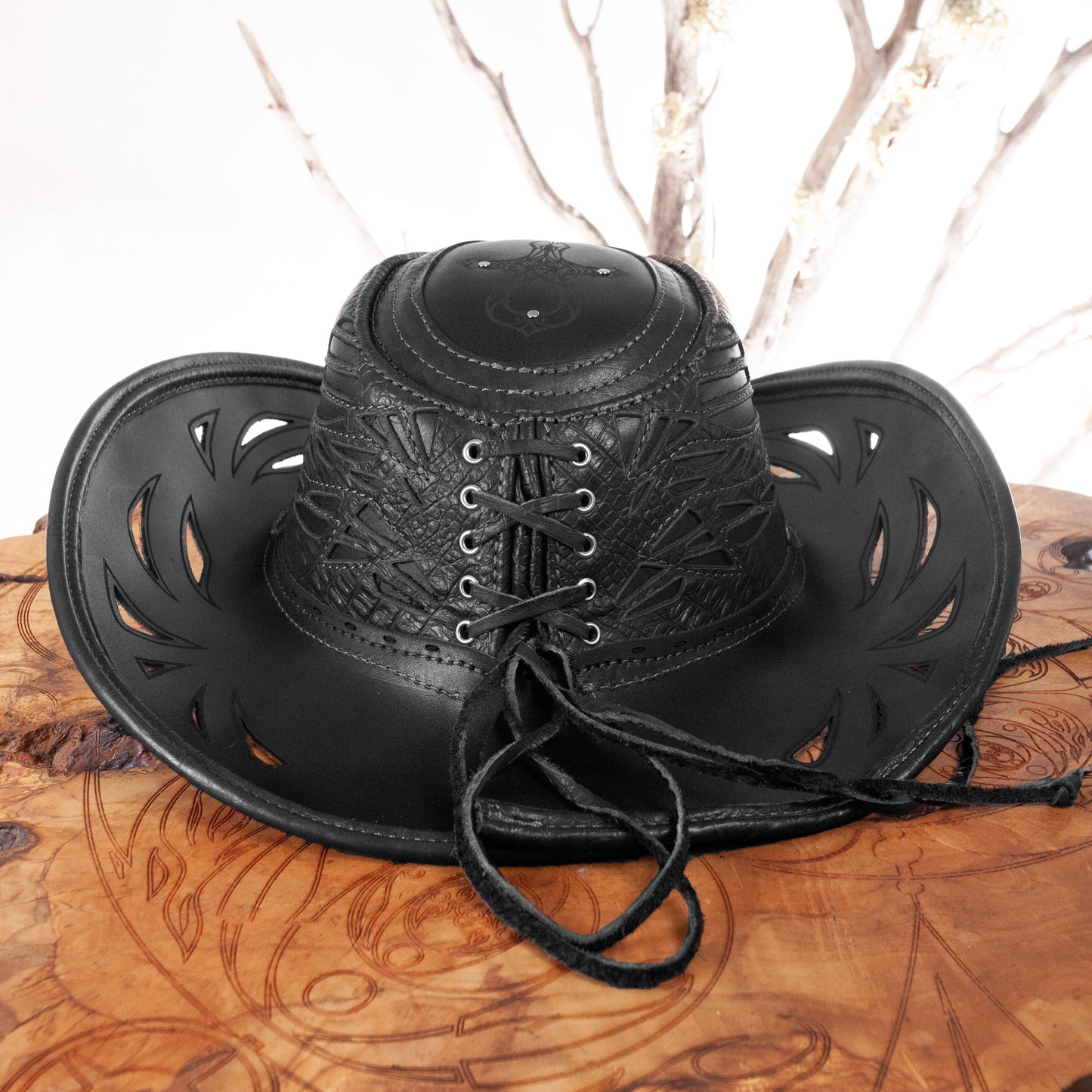 Windrider Leather Cowboy Pirate & Cowboy Hat | Black | Made To Order - Astral Chrysalis Designs