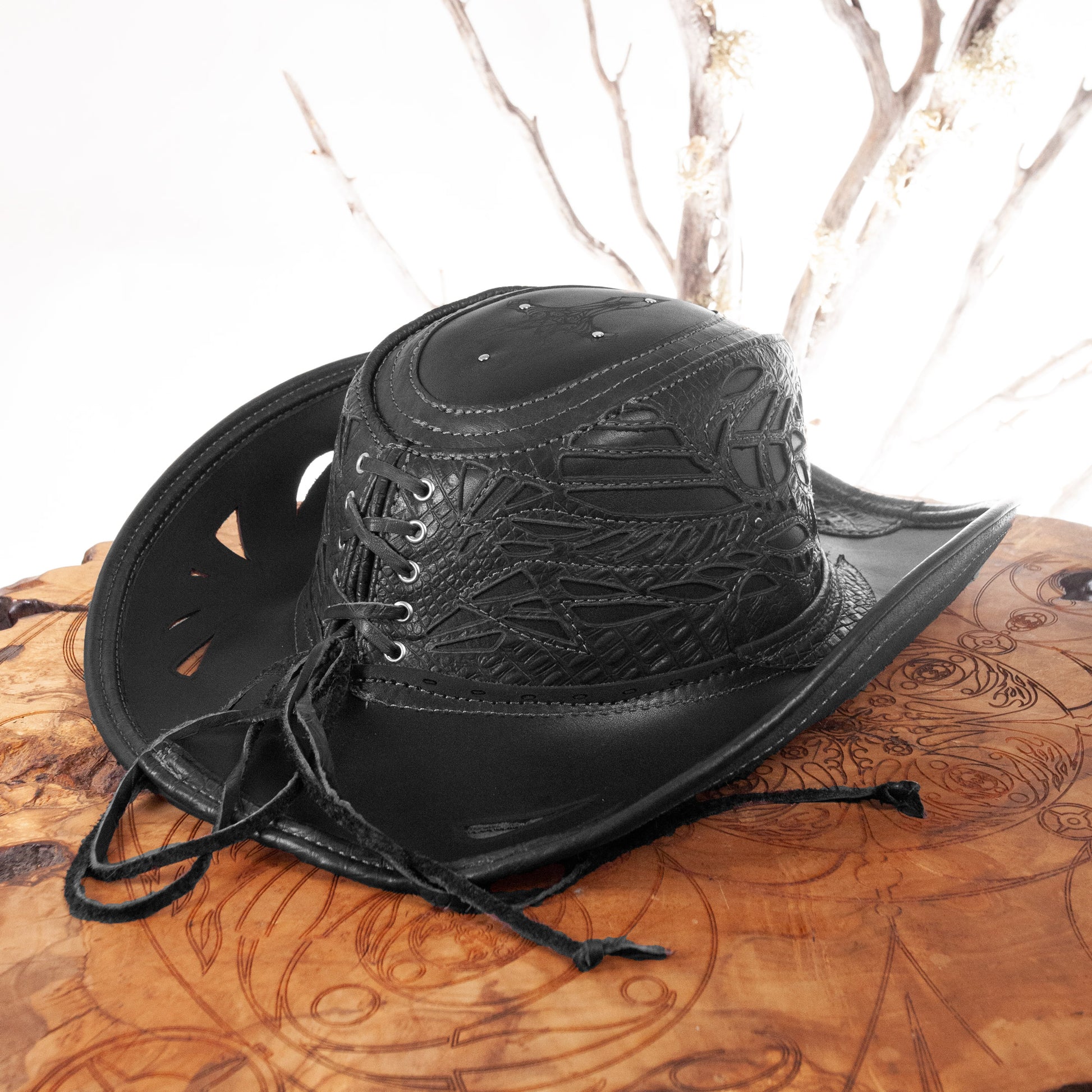 Windrider Leather Cowboy Pirate & Cowboy Hat | Black | Made To Order - Astral Chrysalis Designs