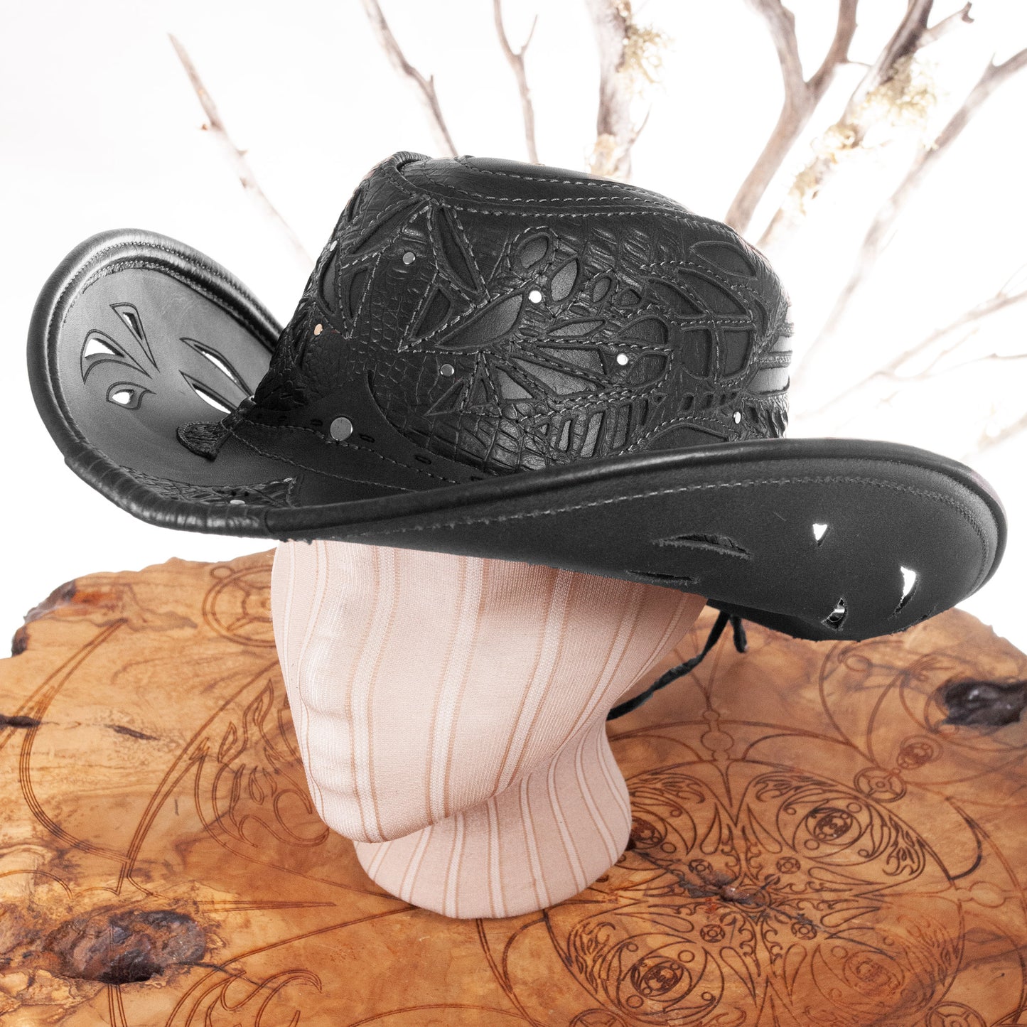 Windrider Leather Cowboy Pirate & Cowboy Hat | Black | Made To Order - Astral Chrysalis Designs