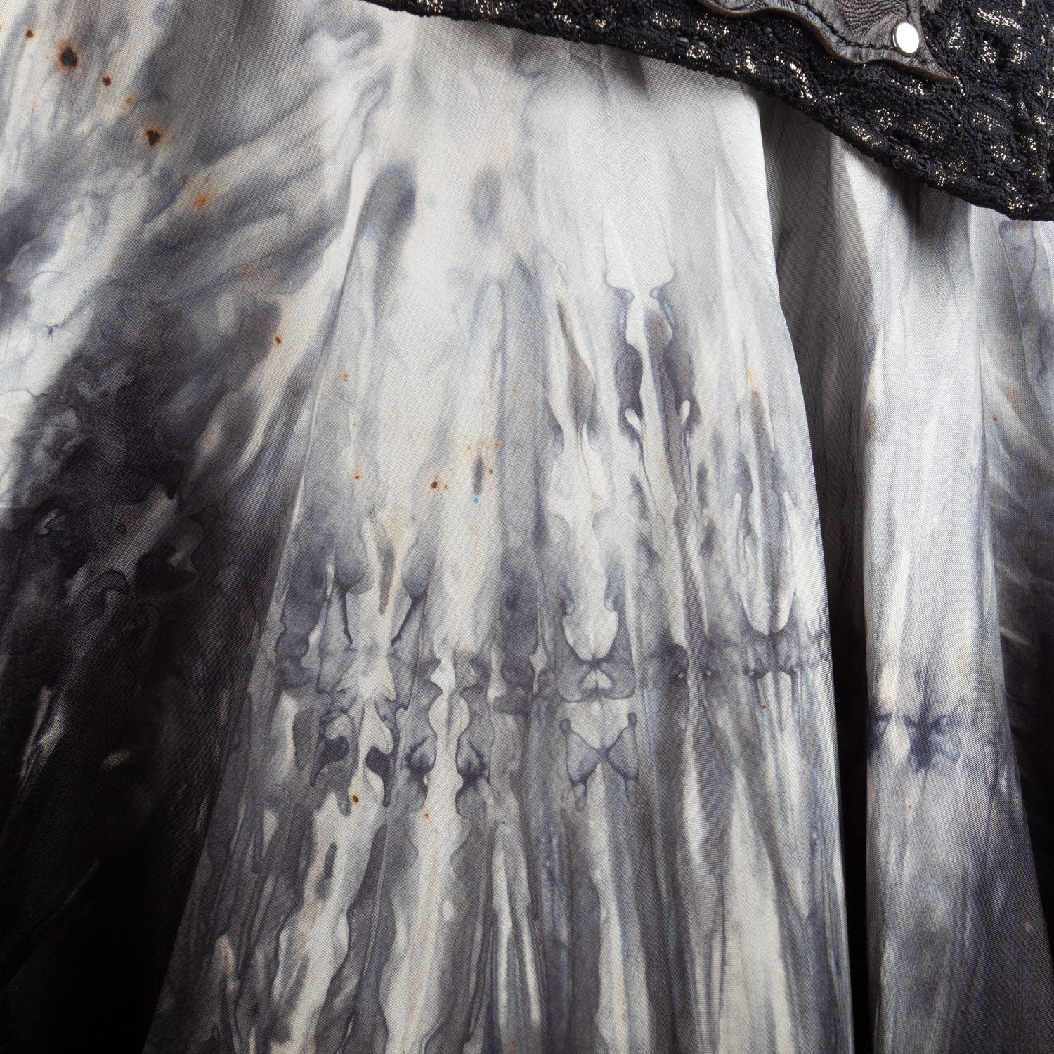 Starfire Skirtbelt | Black & Grey | Silk, Lace & Leather | Made To Order - Astral Chrysalis Designs