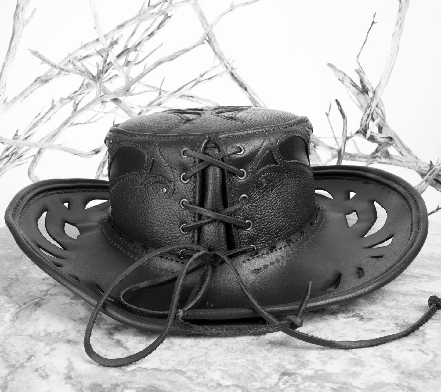 Aramis Leather Pirate Hat | Gem Embedded | Black - Astral Chrysalis Designs