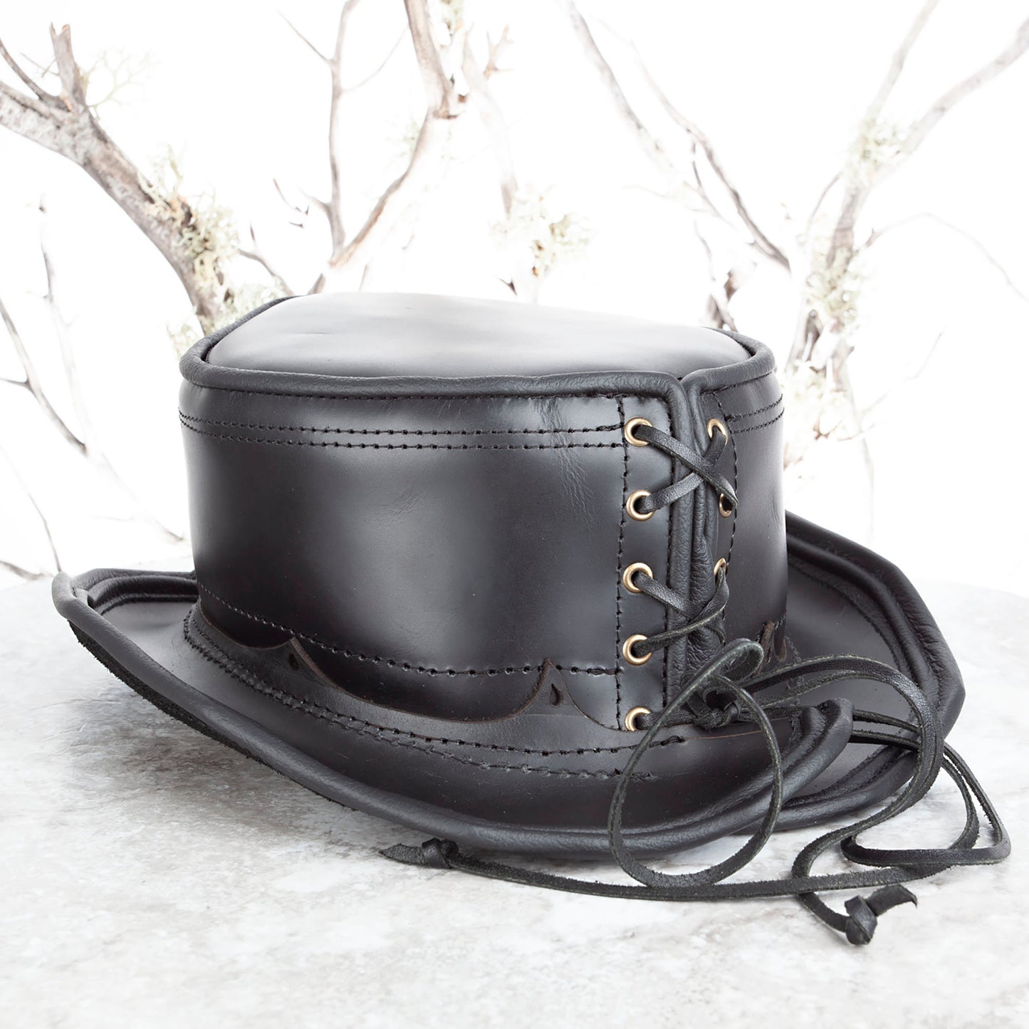 Basic Daunting & Dapper Leather Top Hat | Black (Copy) - Astral Chrysalis Designs