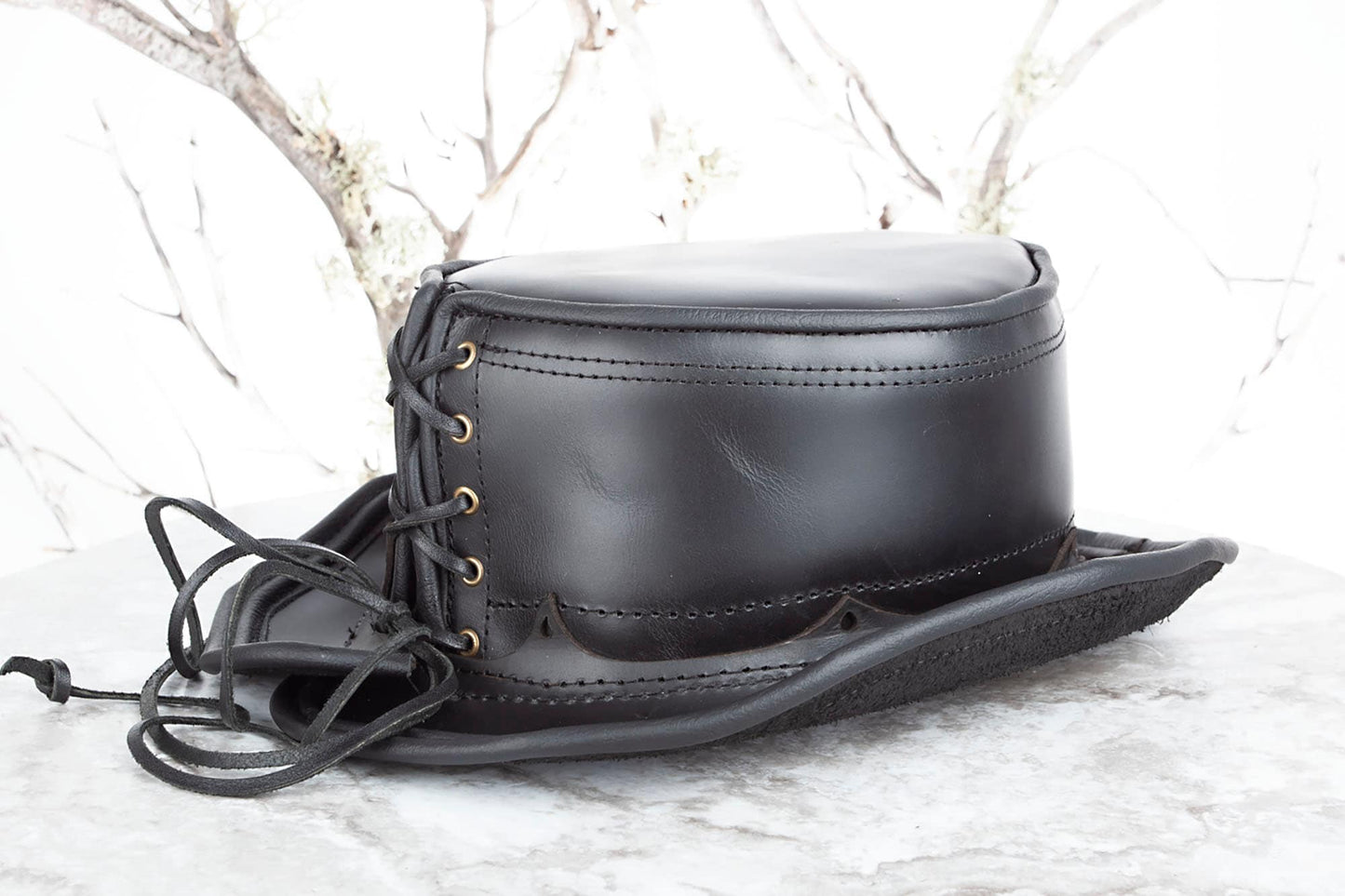 Basic Daunting & Dapper Leather Top Hat | Black (Copy) - Astral Chrysalis Designs