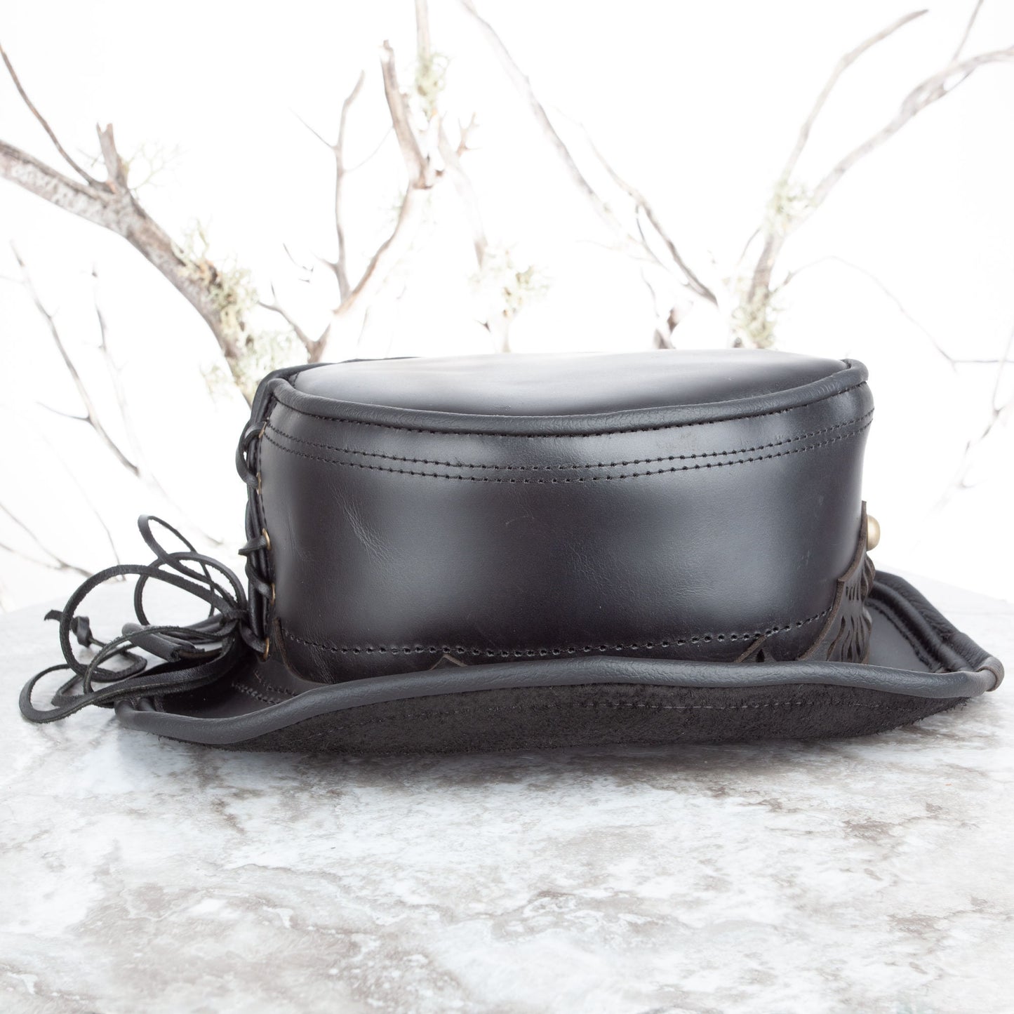 Basic Daunting & Dapper Leather Top Hat | Black (Copy) - Astral Chrysalis Designs