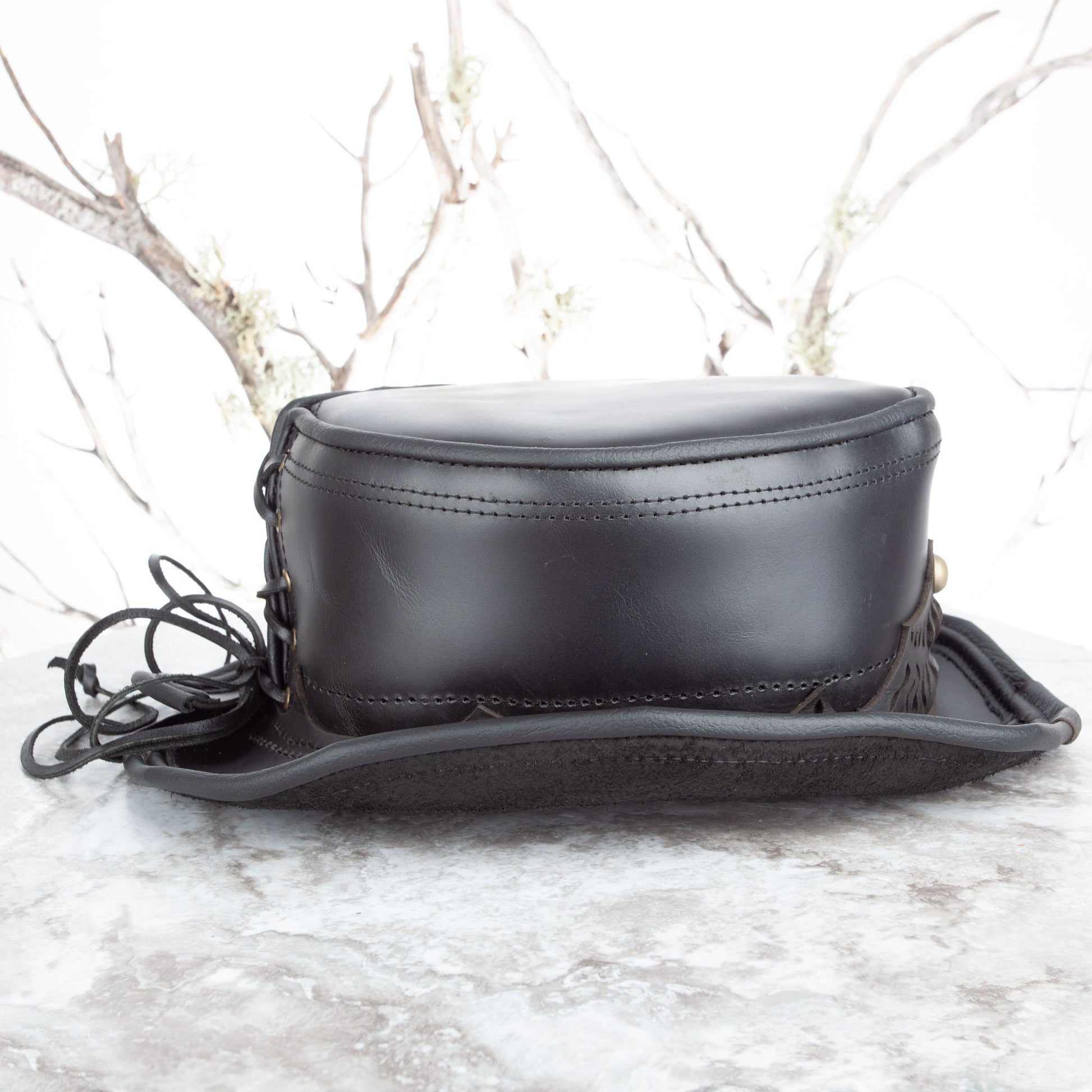 Basic Daunting & Dapper Leather Top Hat | Black (Copy) - Astral Chrysalis Designs