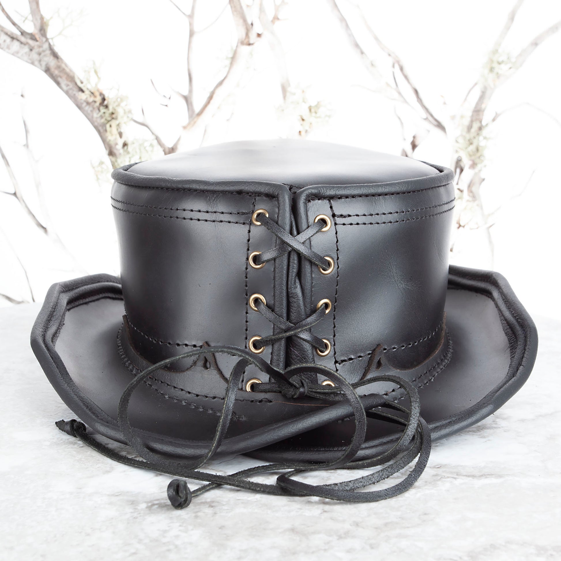 Basic Daunting & Dapper Leather Top Hat | Black (Copy) - Astral Chrysalis Designs