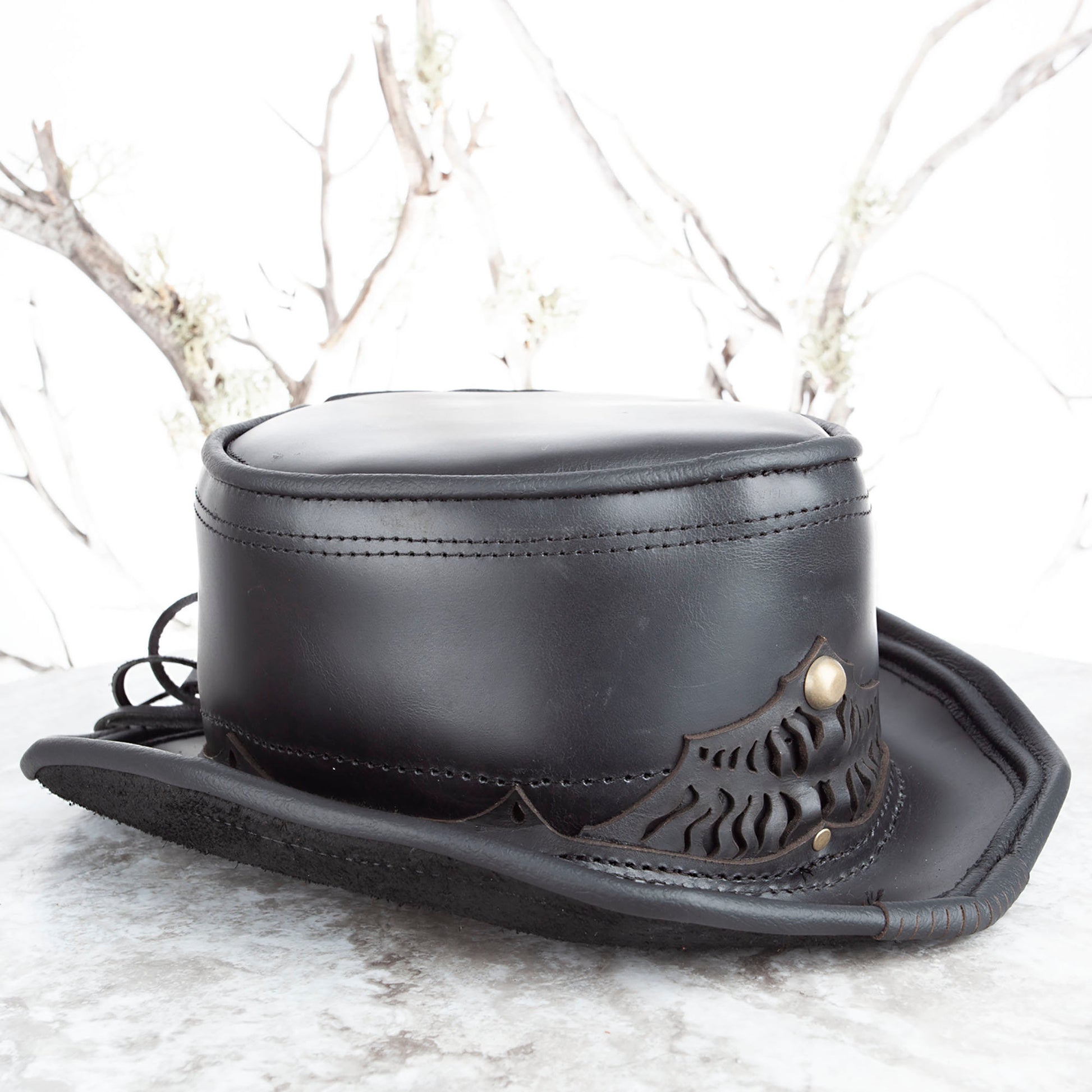 Basic Daunting & Dapper Leather Top Hat | Black (Copy) - Astral Chrysalis Designs