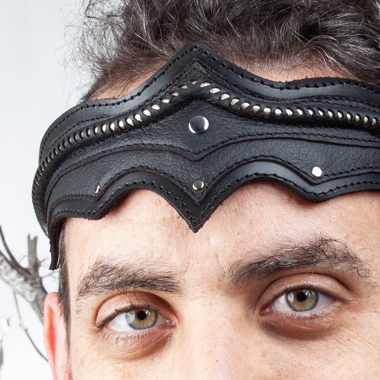 Leather Nebula Crown | Black - Astral Chrysalis Designs