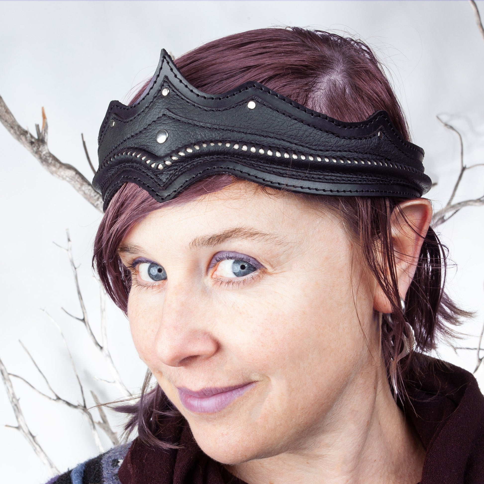 Leather Nebula Crown | Black - Astral Chrysalis Designs