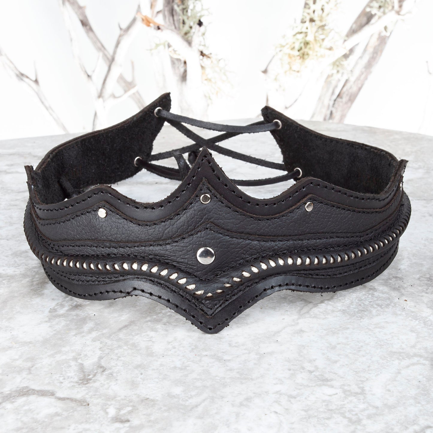 Leather Nebula Crown | Black - Astral Chrysalis Designs