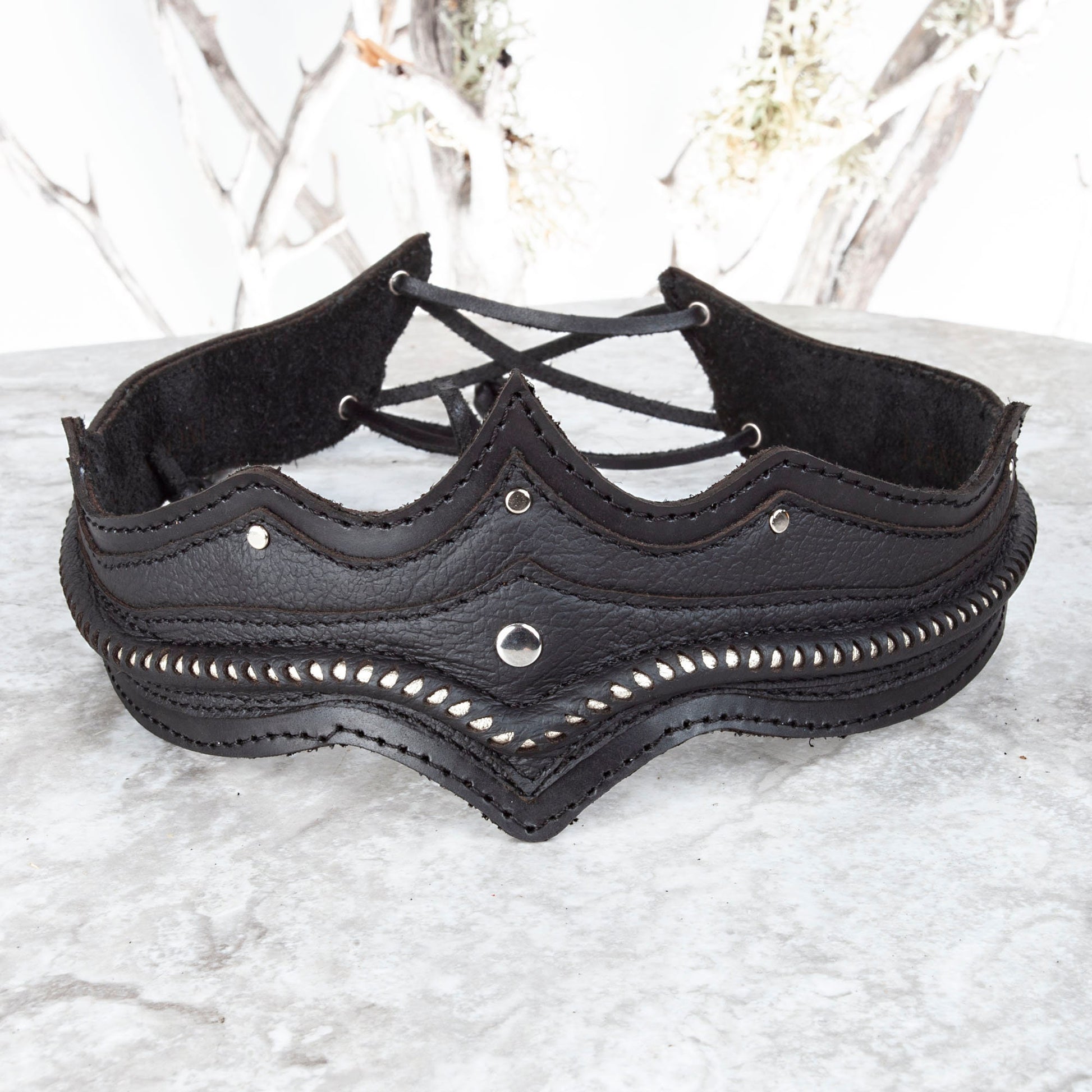 Leather Nebula Crown | Black - Astral Chrysalis Designs