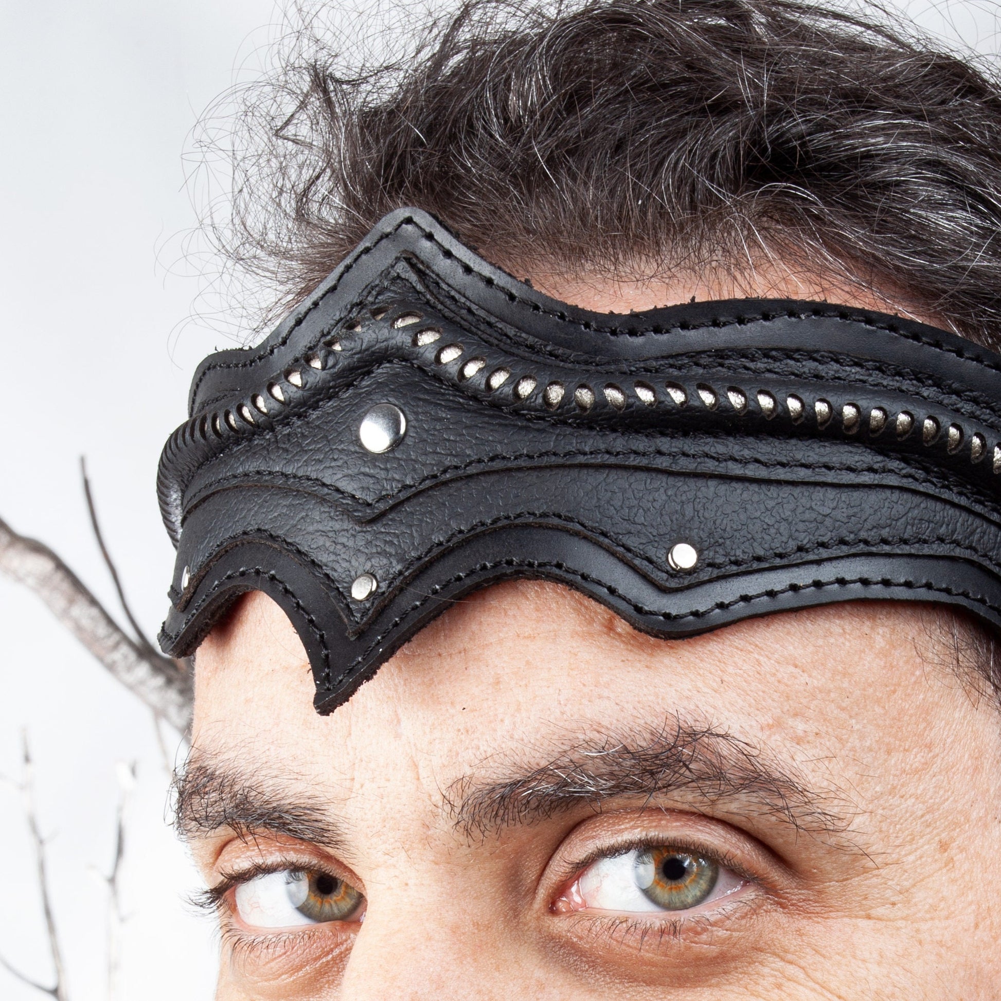 Leather Nebula Crown | Black - Astral Chrysalis Designs