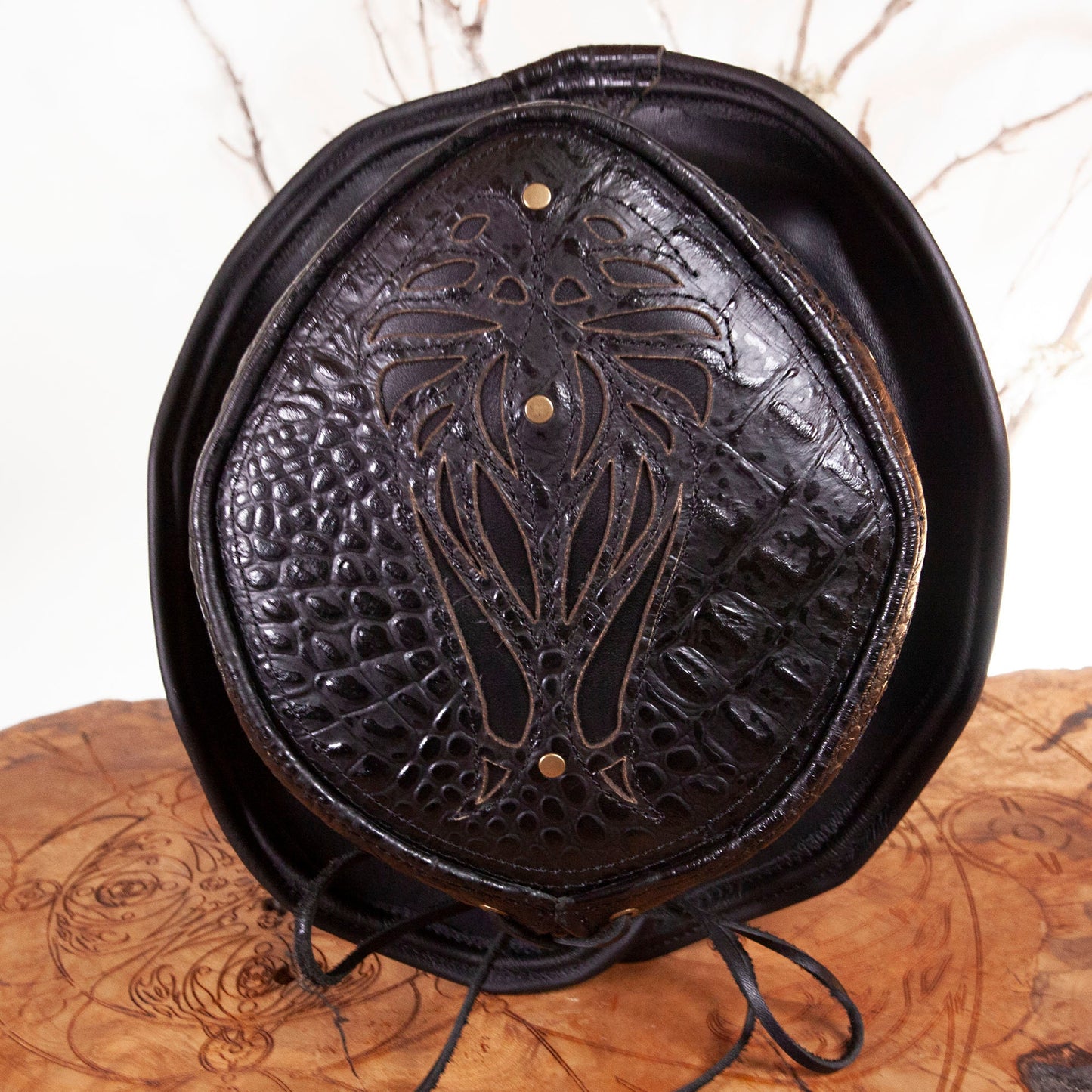 Daunting & Dapper Leather Classic Short Top Hat | Black - Astral Chrysalis Designs