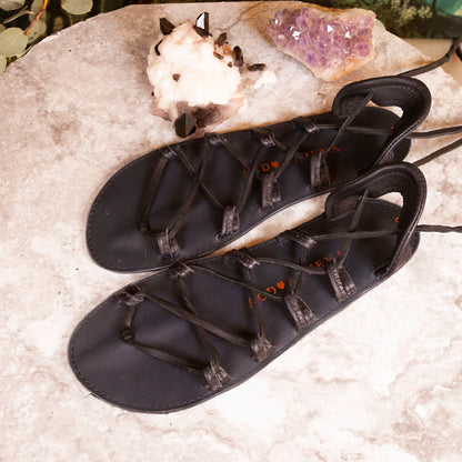 Athena Sandals | Custom Order | Leather Goodess Style Sandals - Astral Chrysalis Designs