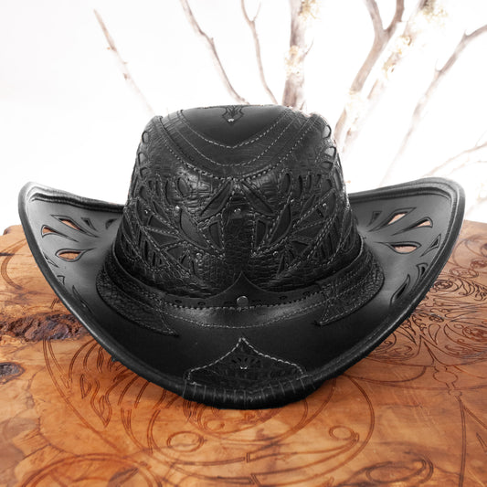 Windrider Leather Cowboy Pirate & Cowboy Hat | Black | Made To Order - Astral Chrysalis Designs