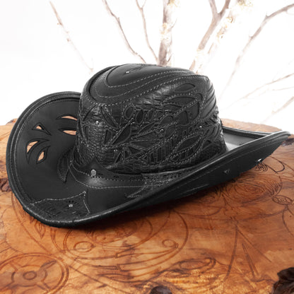 Windrider Leather Cowboy Pirate & Cowboy Hat | Black | Made To Order - Astral Chrysalis Designs