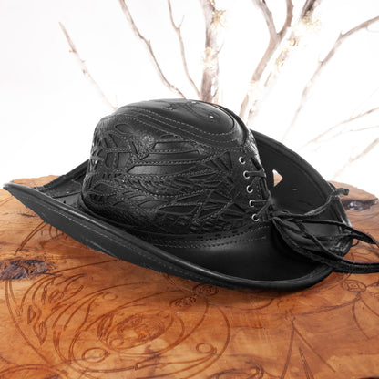 Windrider Leather Cowboy Pirate & Cowboy Hat | Black | Made To Order - Astral Chrysalis Designs
