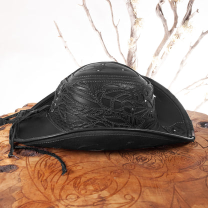 Windrider Leather Cowboy Pirate & Cowboy Hat | Black | Made To Order - Astral Chrysalis Designs