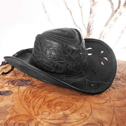 Windrider Leather Cowboy Pirate & Cowboy Hat | Black | Made To Order - Astral Chrysalis Designs
