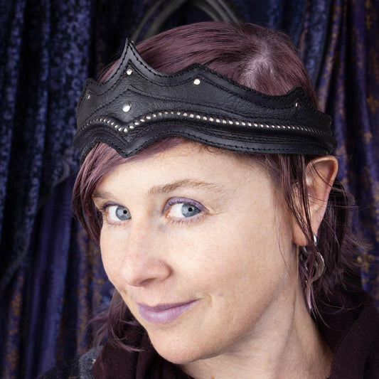 Leather Nebula Crown | Black