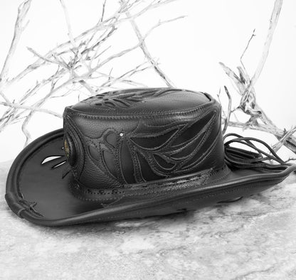 Aramis Leather Pirate Hat | Gem Embedded | Black - Astral Chrysalis Designs