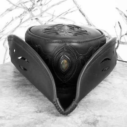 Aramis Leather Pirate Hat | Gem Embedded | Black - Astral Chrysalis Designs