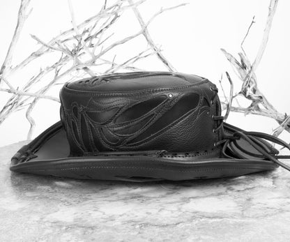 Aramis Leather Pirate Hat | Gem Embedded | Black - Astral Chrysalis Designs