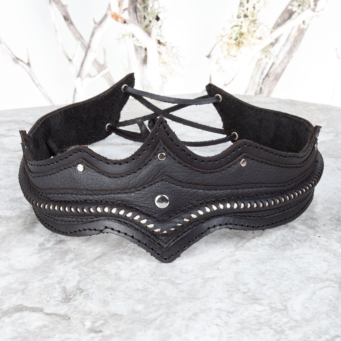 Leather Nebula Crown | Black