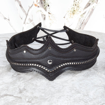 Leather Nebula Crown | Black - Astral Chrysalis Designs